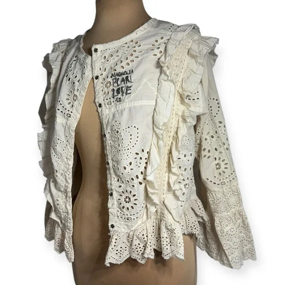 Magnolia Pearl Hermione Eyelet Blouse TOP 2194-MOON-OS - Picture 7 of 16